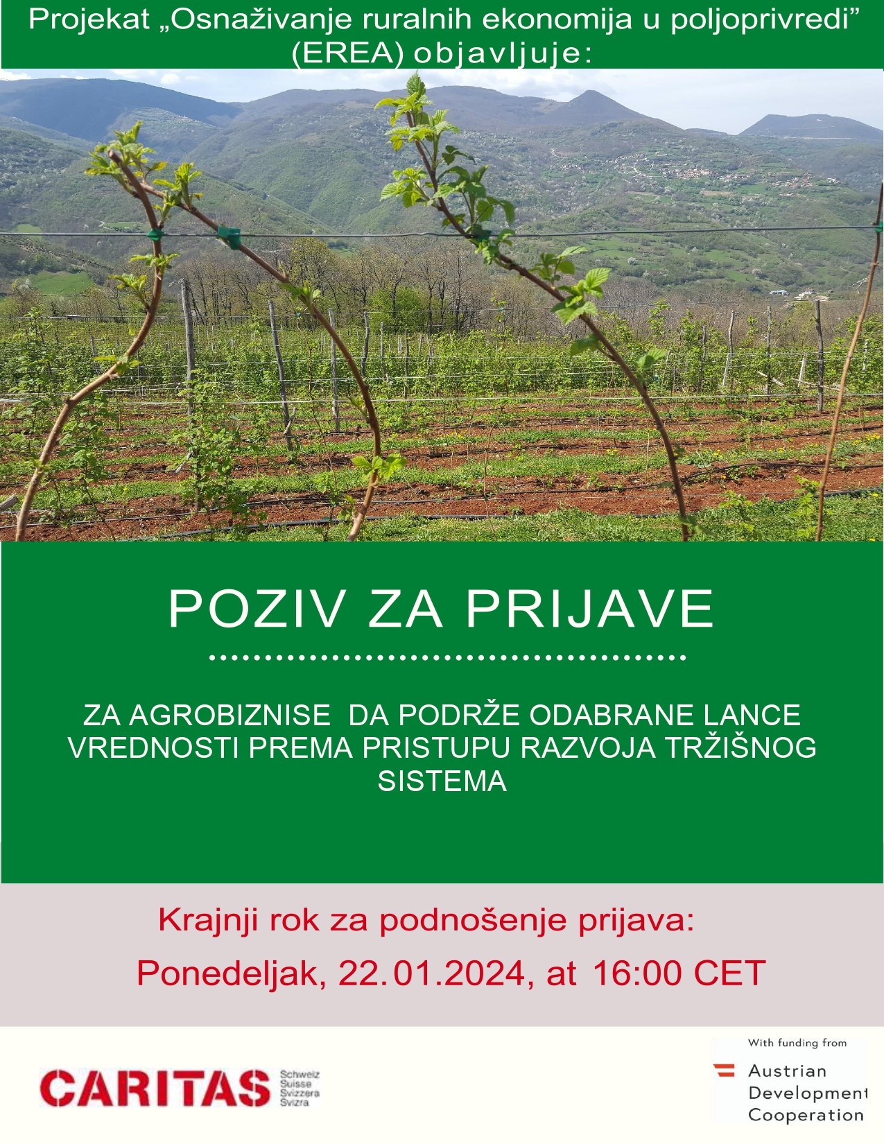 Poziv za prijave za agropreduzeća